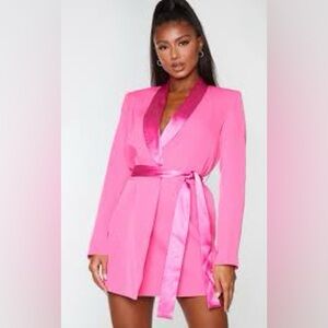 PrettyLittleThing Pink Satin Mini Dress size S